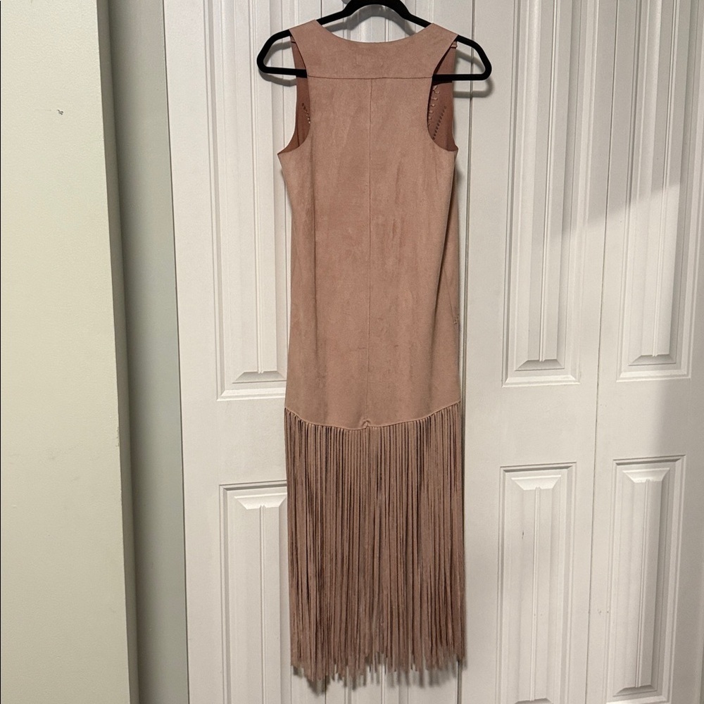 Jessica Simpson Dusty Pink Tan Fringe Vest Faux Suede - fits XS - med - Picture 7 of 7